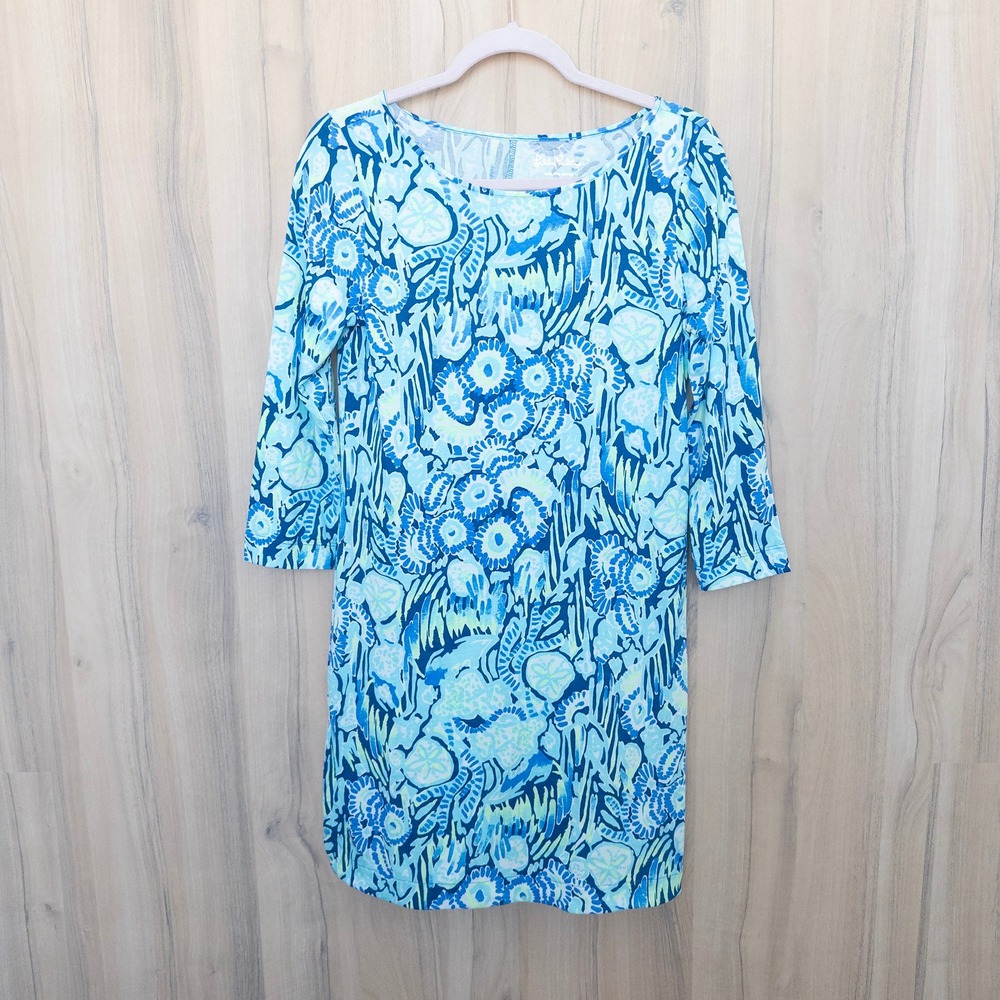 Lilly Pulitzer Marlowe Dress Small Blue Indigo Sunset Resort Preppy Coastal